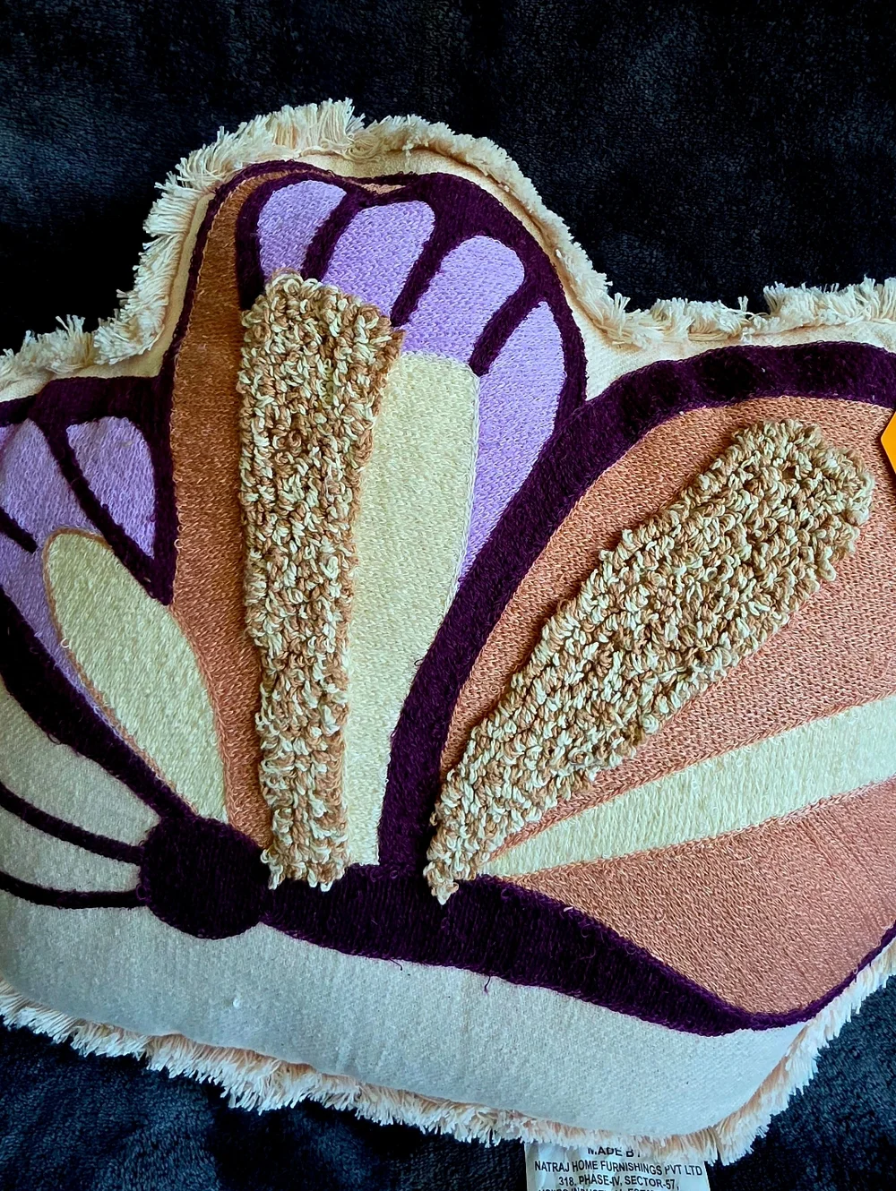 New spring/ Easter / summer Butterfly Shaped Throw Pillow with Fringe, 14x17